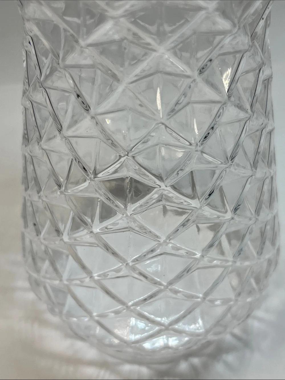 El Yapimi Vase Clear Geometric Crystal-Cut Glass Textured Vase